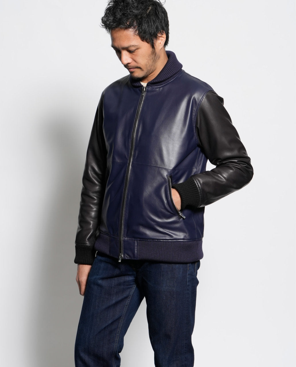 Full Color Combination Blouson (Navy/Black)